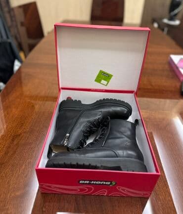 Basanoşka və səndəllər: Original ortopedik DR.KONG qara dəri çəkmələri Ölçü: 36 Öz giyməti — 5