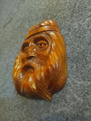 farfor figurlar: Taxta oyma divar maskası – “Qoca” obrazı - Material: bərk ağac — 1