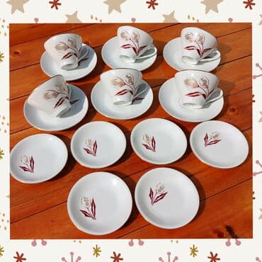 cay dəstləri: Çay dəsti, rəng - Bej, Farfor, 6 nəfərlik, Almaniya — 1