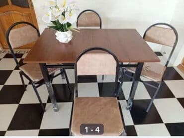 demir stol stullar: Mətbəx üçün, Açılmayan, Kvadrat masa, 4 stul — 4