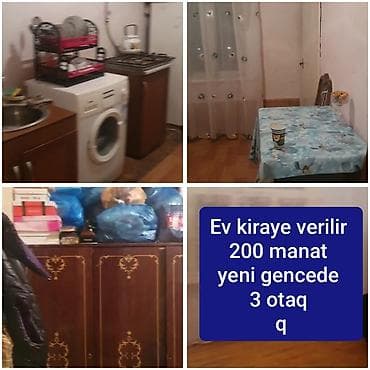 Yeni Gəncədə 3 otaqlı kirayə ev yalniz aileye verilir - Qiymət: 200