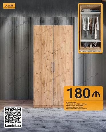 İki qapılı dolab - Ölçülər: Dərinlik 47 sm × Hündürlük 200 sm × — 1
