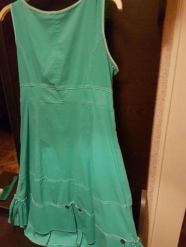 giyim: Sarafan. Türkiyə istehsalı. Ölçüsü - 44. Rəngi - firuzəyi. Qiyməti - — 8