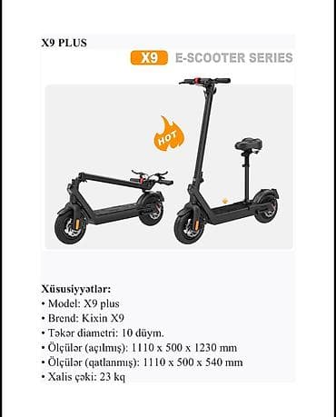 elektirik samakat: Kixin X9 Plus elektrik skuteri – şəhər içi rahat və təhlükəsiz hərəkət — 1