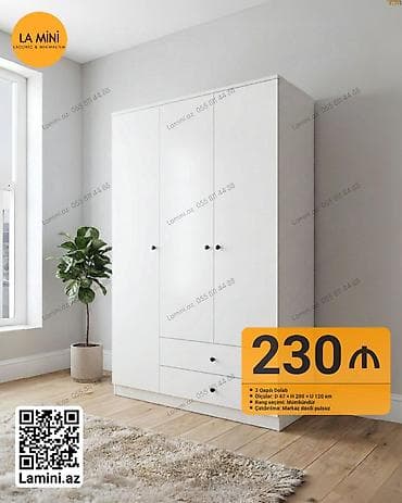 hamam dolapları: 3 qapılı, Siyirməli, Ağ, Açılan, Düz dolab — 1