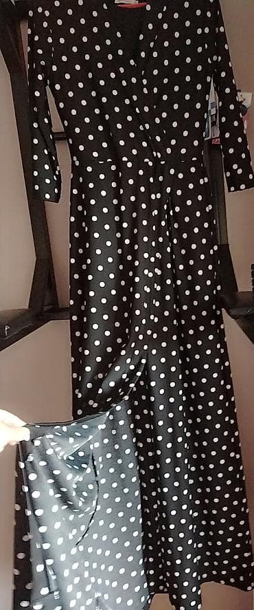 Qara rəngli, ağ xallı uzun don - Klassik polka-dot (ağ xallar) — 2