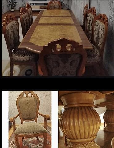 Mebel: Qonaq otağı üçün, Açılmayan, Dördbucaq masa, 8 stul — 1