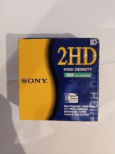 CD, DVD disklər: Məhsul: Sony 3.5” (90 mm) 2HD disketlər — High Density, IBM formatlı — 6