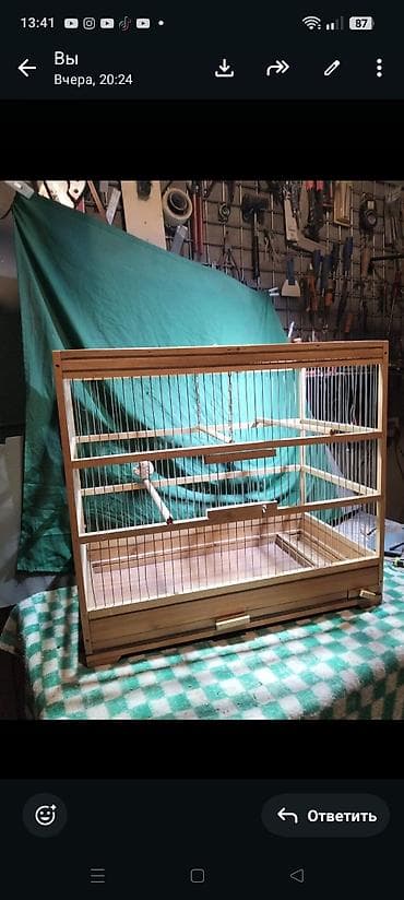 danisan qus: Taxta quş qəfəsi - Material: möhkəm ağac karkas və metal ştangalar - — 2