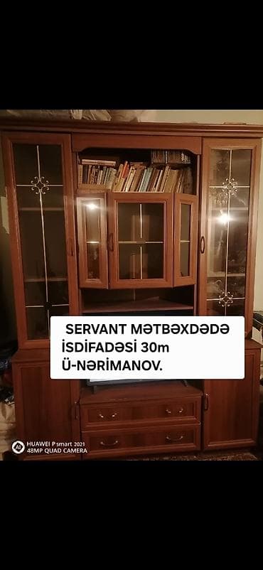 madonna serviz: Mətbəx üçün böyük ölçülü servant/vitrin dolabı. - Material: taxta — 1