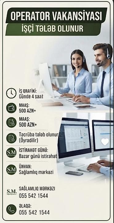 operator iş: Çağrı mərkəzi operatoru tələb olunur, Təcrübəsiz — 1