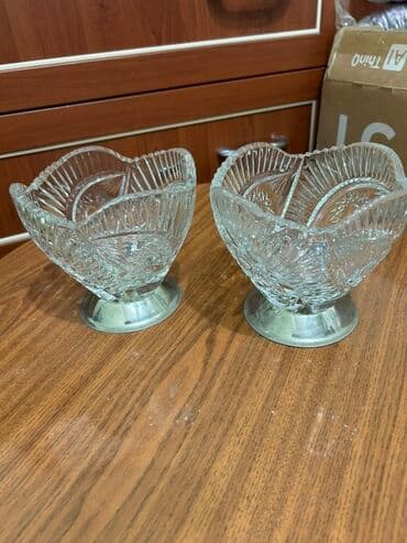 Tort və şiriniyyat qabı, rəng - Gümüşü, Şüşə