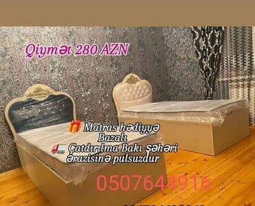 Çarpayılar: Yeni, Təknəfərlik çarpayı, Bazasız, Matras ilə, Siyirməsiz, Azərbaycan — 5
