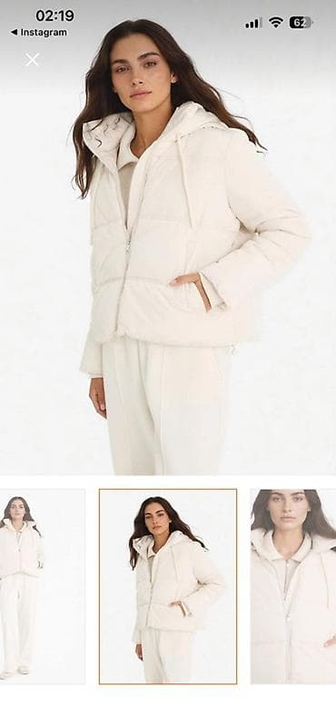 Baş geyimləri: Qadınlar üçün qısa pufffer gödəkçə – krem/ekru rəng - Model: qısa — 3