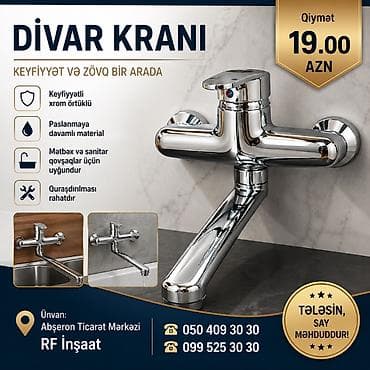 saat divar: Divar kranı – keyfiyyət və zövq bir arada. - Keyfiyyətli xrom örtüklü — 1