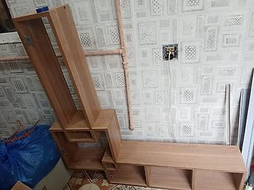 dibçək rəfi: Düz TV altlığı, Polkalı, Laminat — 4