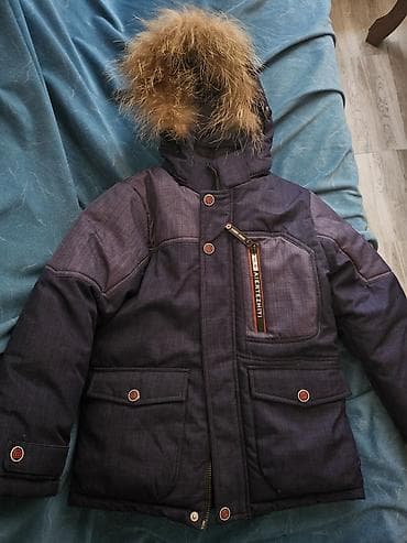 Qışlıq uşaq gödəkçəsi - Rəng: tünd mavi (denim effekti olan parça) -
