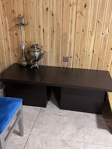 kunc divan mətbəx: İki ədəd eyni model qəhvəyi (tünd palıd tonunda) aşağı oturacaq/sini — 1