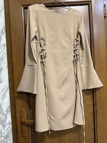 böyük bədən geyim: Bej rəngli qadın donu - Model: düz kəsim, mini/orta uzunluq - Rəng — 3