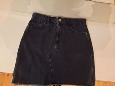 Qara denim ətək - Model: klassik beş ciblə dizayn (iki ön cib, sikkə