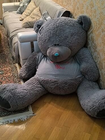 teddi ayı metni: Böyük ölçülü plyuş ayı oyuncaq - Rəng: tünd-boz (burun hissəsi açıq — 2