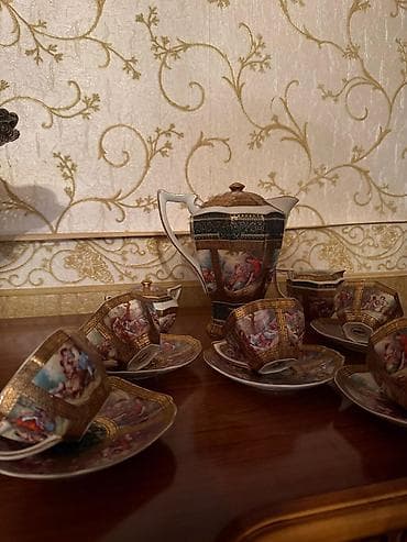 servis: Qəhvə dəsti, rəng - Qızılı, Farfor — 3