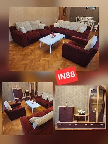 dekor ref: Qonaq otağı dəsti – hamısı birlikdə Tərkib: - 2 divan (şərab-qırmızı — 1
