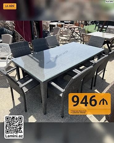 kohnə stul: Bağ üçün masa dəsti – 8 nəfərlik - Material: rattan toxuma (hava — 1