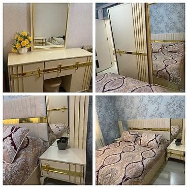 Двуспальная кровать, Трюмо, Тумба, Шкаф, Б/у