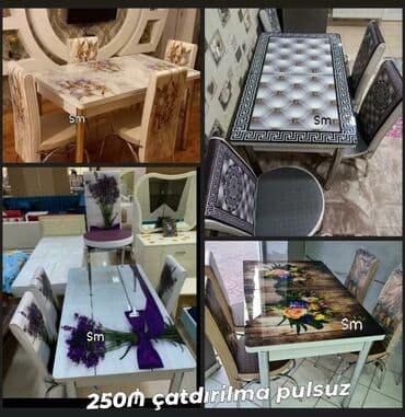 Masa və oturacaq dəstləri: Mətbəx üçün, Yeni, Açılan, Dördbucaq masa, 4 stul — 8