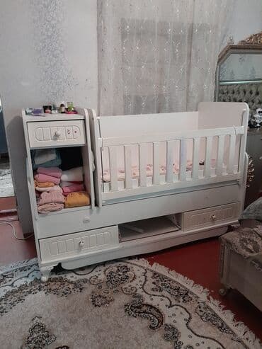 medbext mebeli: Oğlan və qız üçün, İşlənmiş, Dördbucaq, Beşik, Yellənmə mexanizmsiz — 3