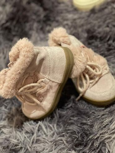 детская зимняя обувь на овчине: Uşaq qış çəkmələri – açıq bej/şampan rəngi - Material: süet görünüşlü — 2