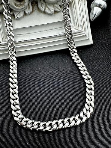Çantalar: Kişi üçün gümüş zəncir və qolbaq dəsti - Üslub: KUBA (Curb) tipli — 3