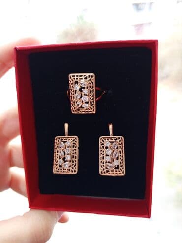 женские толстовки на молниями: Üzük və sırğalar - Metal: qızılı tonlu qirmizi rus qizili rengi - — 30