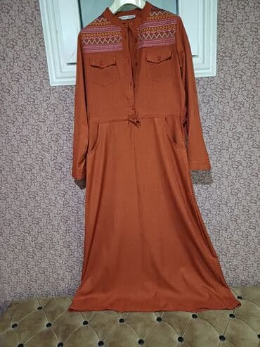 женские платья из вискозы: Повседневное платье, Макси, L — 7