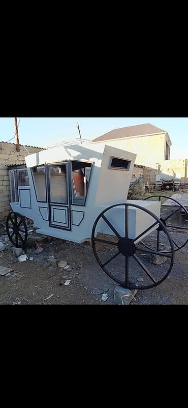 qar qız: Retro üslubda dekorativ fayton-karet - Material: metaldan möhkəm — 1