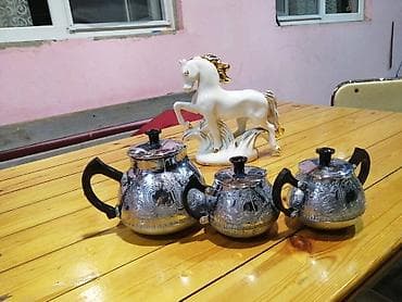 çaydan: Çay dəsti, rəng - Gümüşü, Metal — 1