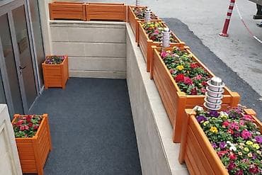 şaxta gülü bitkisi: Taxta dekorativ güldanı (kvadrat) - Material: keyfiyyətli ağac — 3