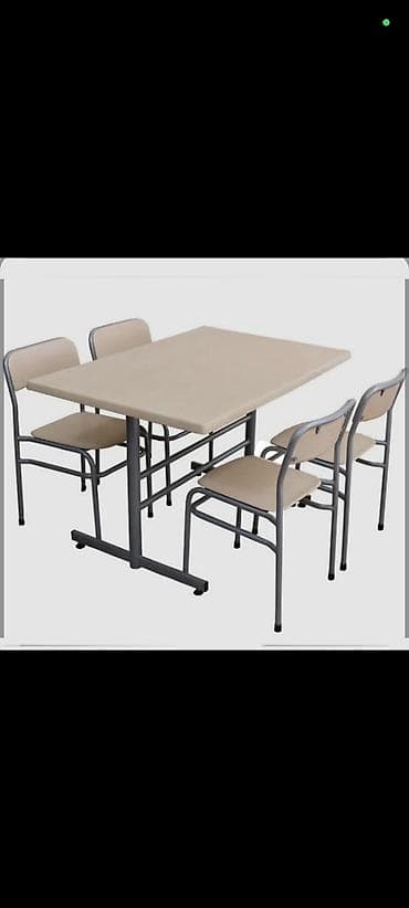 стеклянный стол: Для кухни, Нераскладной, Прямоугольный стол, 4 стула — 1