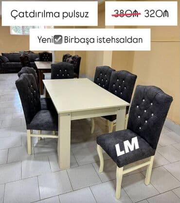 parket qiymetleri 2023: Masa dəsti MASA +6 STULL💥 Masa bağlı: 90×1.70+6stul: 320₼ Masa — 1