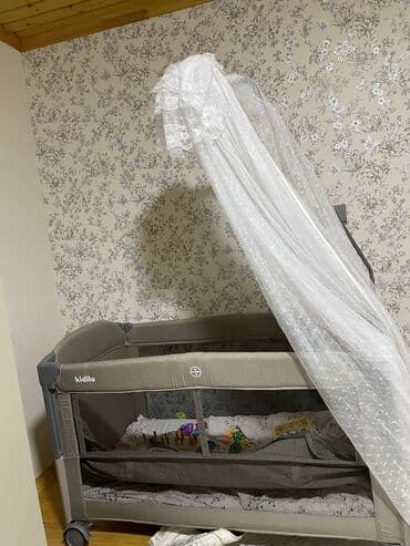 manej uşaq ucun: Kidilo uşaq çarpayısı / maneyaj (playpen) - Rəng: boz - Şəbəkəli yan — 3