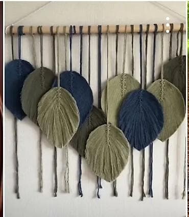 divar ucun dekorlar: Makrame divar bəzəyi – əl işidir - Material: 100% pambıq iplər, taxta — 1