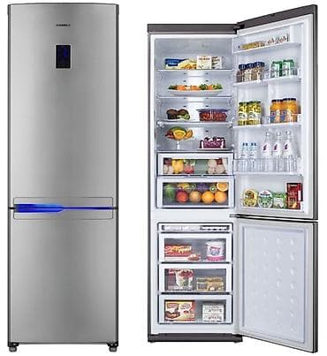 Soyuducular: Samsung soyuducu, paslanmayan polad (inox) gövdə, aşağıda dondurucu — 6