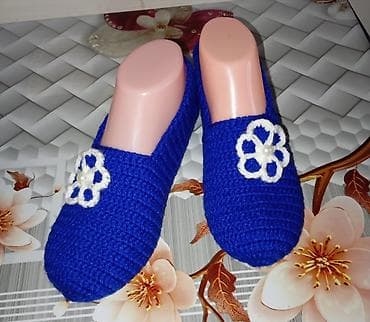 dikdaban ayaqqabi: Əl işi toxunma ev tuflisi - Material: yumşaq akril ip, toxunma — 2