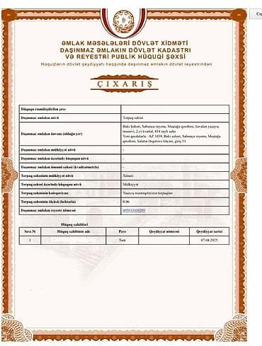 emircanda ev satisi: 6 sot, Tikinti, Mülkiyyətçi, Kupça (Çıxarış) — 2