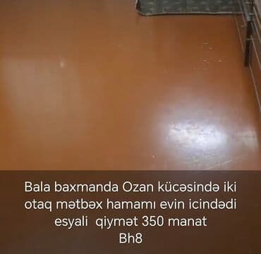 Otaqlar: Kirayə mənzil və həyət evləri: 1) Bala Bəhməndə, Ozan küçəsi – 2 — 2