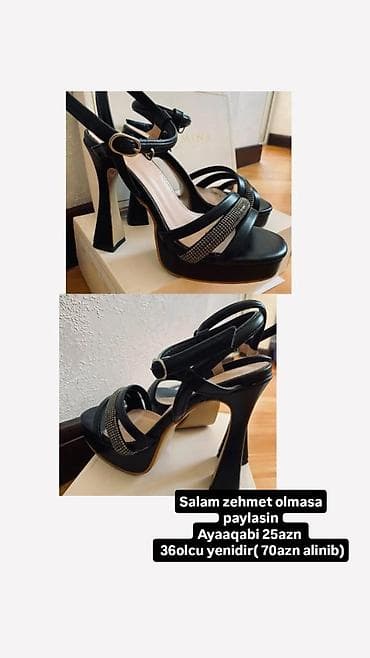 bas: Qadın yüksək dabanlı sandal - Rəng: qara - Ölçü: 36 - Model — 1