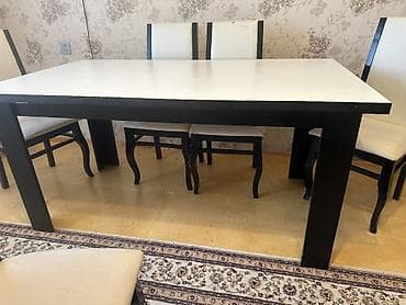 kunc divan ucuz: Qonaq otağı üçün, Açılmayan, Dördbucaq masa, 6 stul — 2