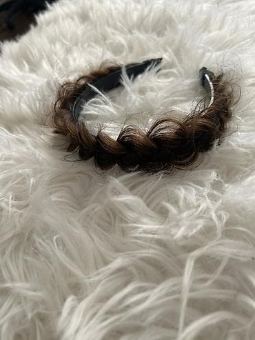 uşaq saçi: Qəhvəyi hörüklü saç çərçivəli tac (headband) - Model: hörük formalı — 1
