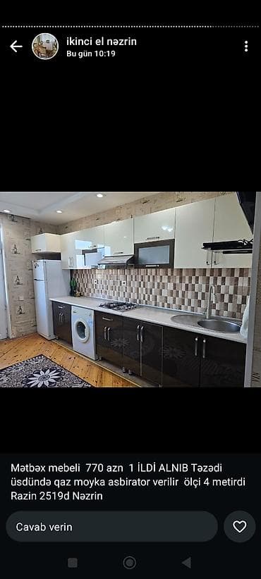 svarka aparati satilir: Mətbəx mebeli dəstləri 1) Dəst 1 - Rəng: krem/qəhvəyi kombinasiya - — 6